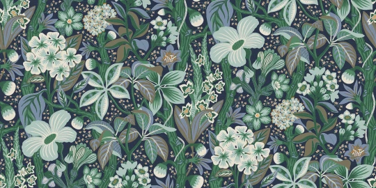 Boras Tapeter 9843W Studio Hanna Werning Friviva Green - mural w kwiaty