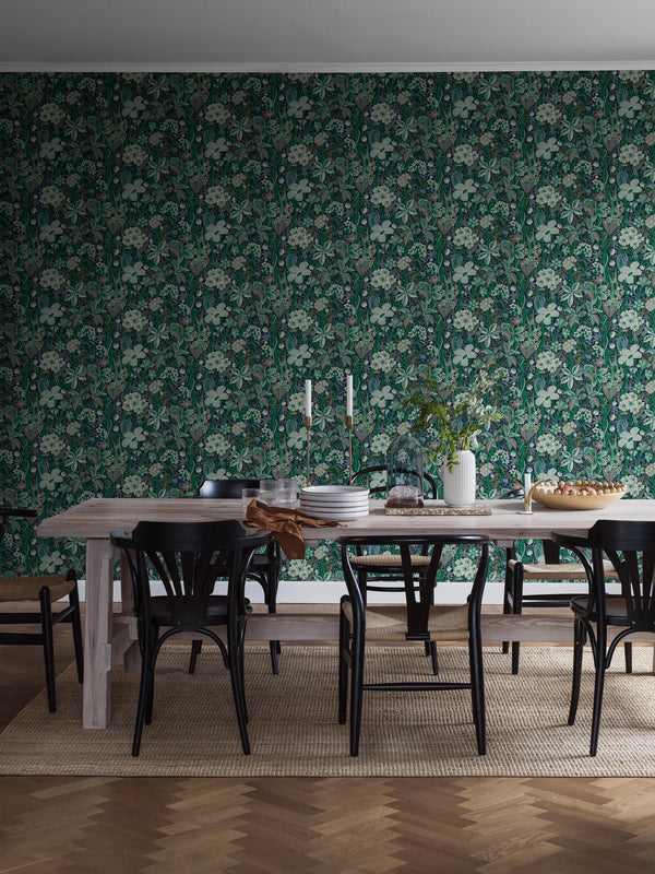 Boras Tapeter 9843W Studio Hanna Werning Friviva Green - mural w kwiaty