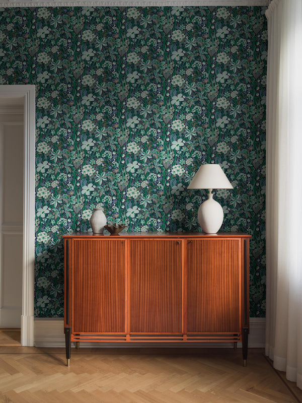 Boras Tapeter 9843W Studio Hanna Werning Friviva Green - mural w kwiaty