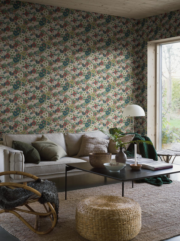 Boras Tapeter 9848W Studio Hanna Werning Kvackstepp Multi - mural w kwiaty retro
