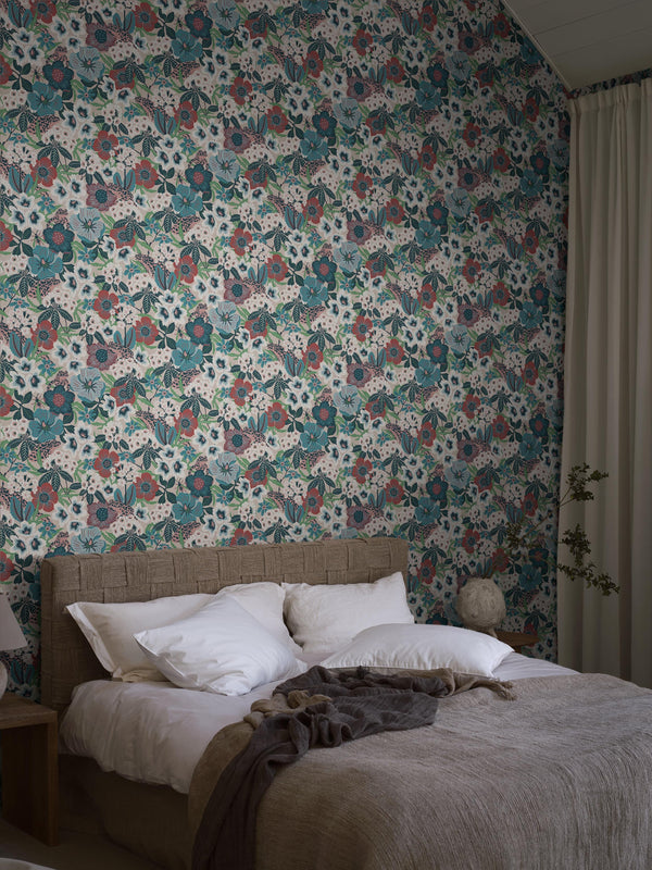 Boras Tapeter 9849W Studio Hanna Werning Kvackstepp Multi - mural w kwiaty retro