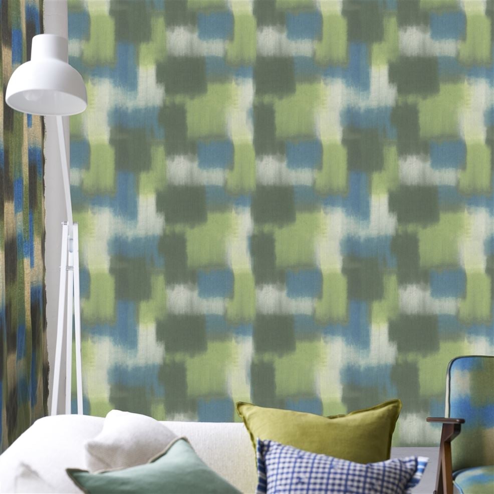 Designers Guild PDG1213/02 Palette Provencale carrés Ombrés Moss - mural tekstylny geometryczny