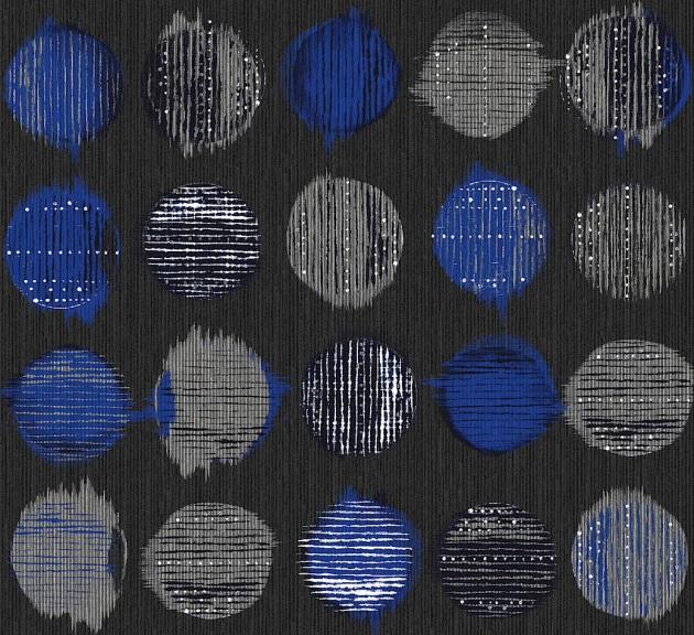 Guy Masureel INT1605 Intact Farro Ultramarin - tapeta tekstylna w koła ikat