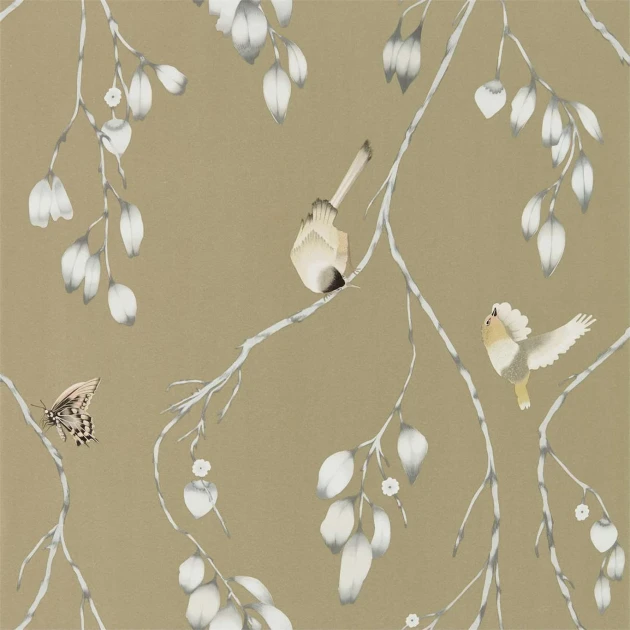 Harlequin 111769 Zapara Iyanu Linen/Blush - tapeta w ptaki i gałęzie