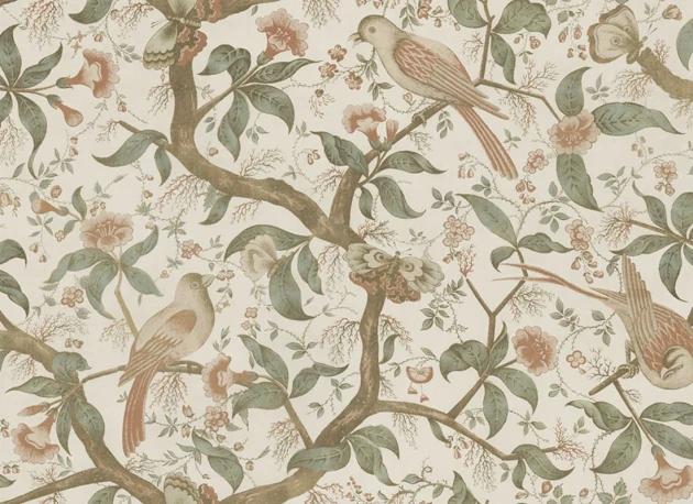 Sandberg S10686 Villa Como Alexa Garden Green - mural w ptaki i rośliny w stylu vintage