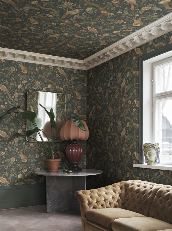 Sandberg S10687 Villa Como Alexa Classic Blue - mural w ptaki i rośliny w stylu vintage