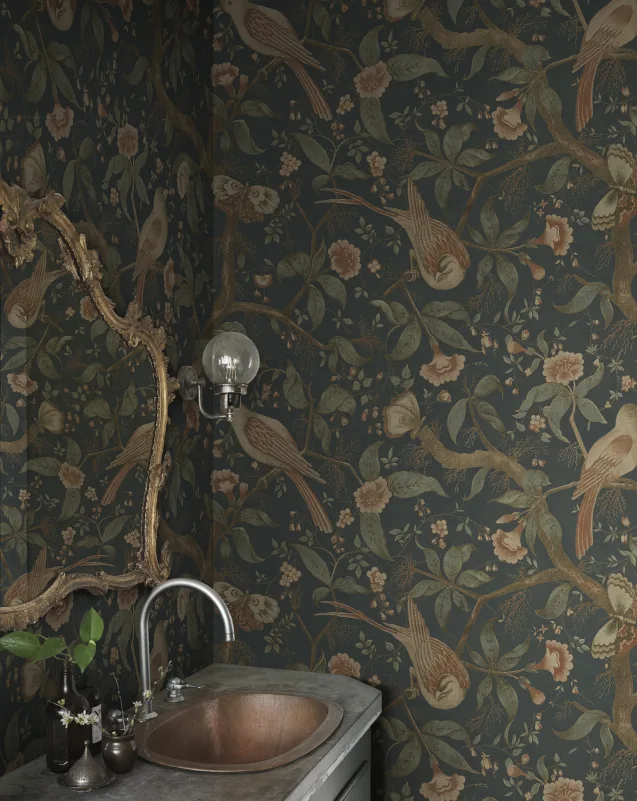 Sandberg S10687 Villa Como Alexa Classic Blue - mural w ptaki i rośliny w stylu vintage