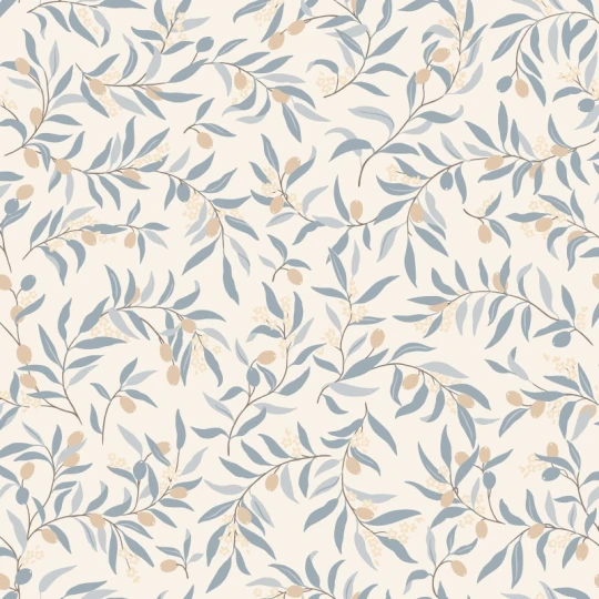 Sandberg S10680 Villa Como Olivia Light Blue - tapeta w gałązki oliwne