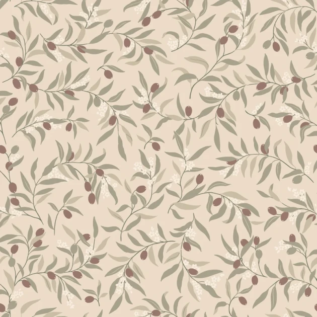 Sandberg S10681 Villa Como Olivia Burgund - tapeta w gałązki oliwne