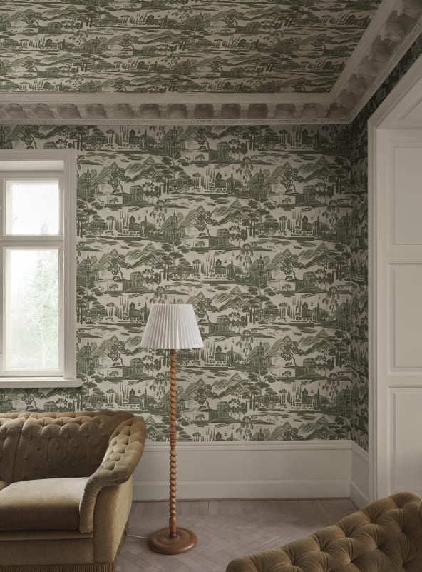 Sandberg S10689 Villa Como Lake Como Forest Green - tapeta w krajobraz jeziora Como