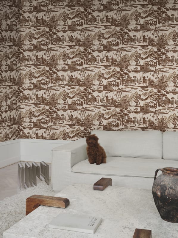 Sandberg S10690 Villa Como Lake Como Brown - tapeta w krajobraz jeziora Como