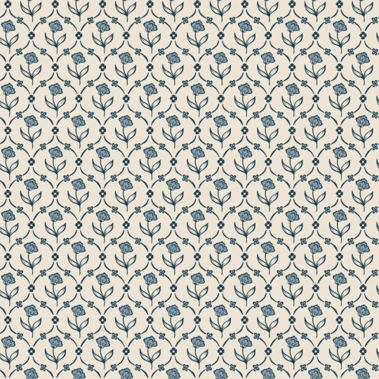 Sandberg S10669 Villa Como Elena Blue - tapeta w kratownicę z kwiatów