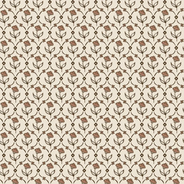 Sandberg S10670 Villa Como Elena Terracotta - tapeta w kratownicę z kwiatów