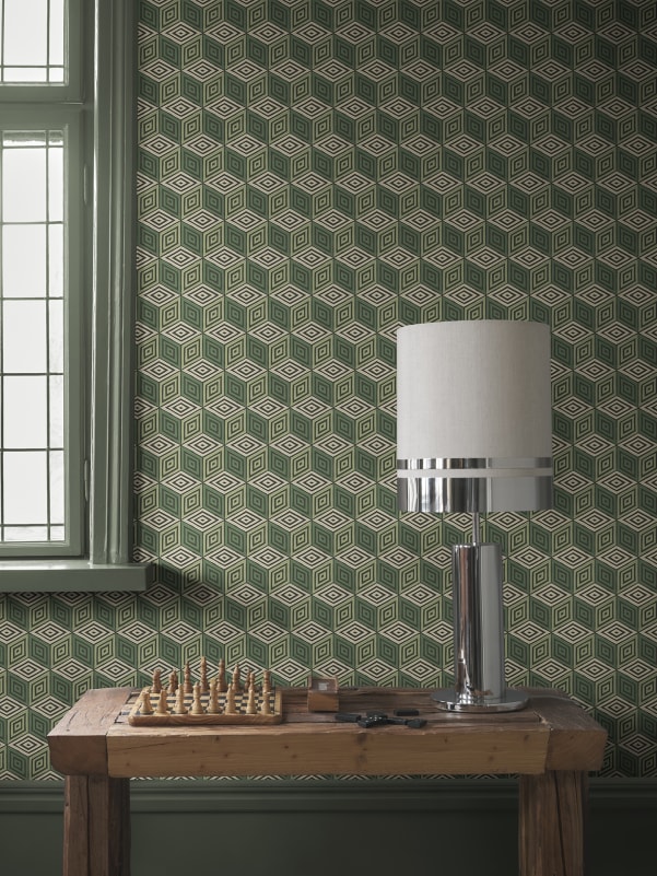 Sandberg S10692 Villa Como Chiara Green - mural geometryczny 3D retro