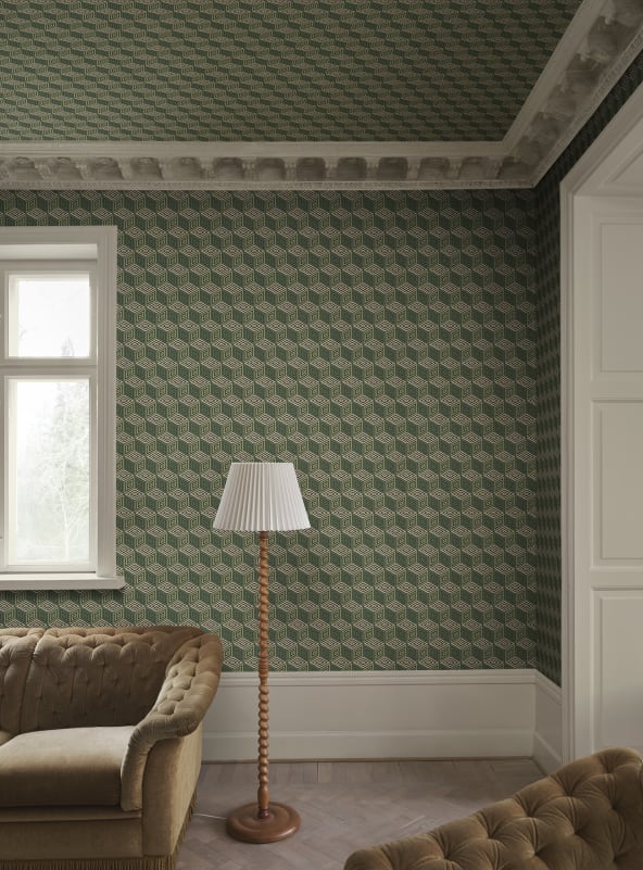 Sandberg S10692 Villa Como Chiara Green - mural geometryczny 3D retro