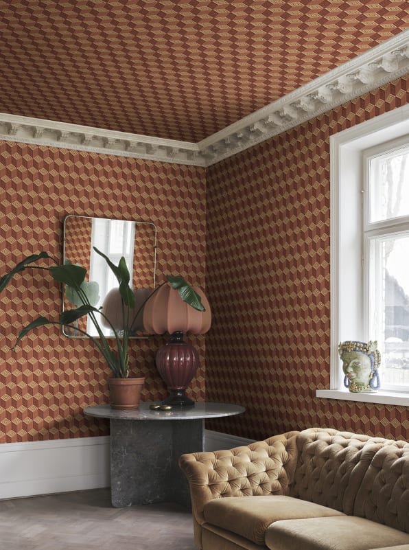 Sandberg S10693 Villa Como Chiara Terracotta - mural geometryczny 3D retro