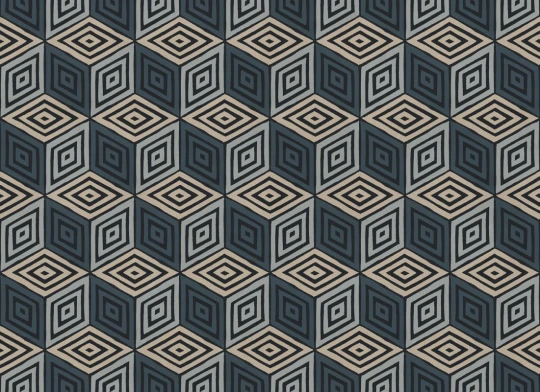 Sandberg S10805 Villa Como Chiara Dark Blue - mural geometryczny 3D retro