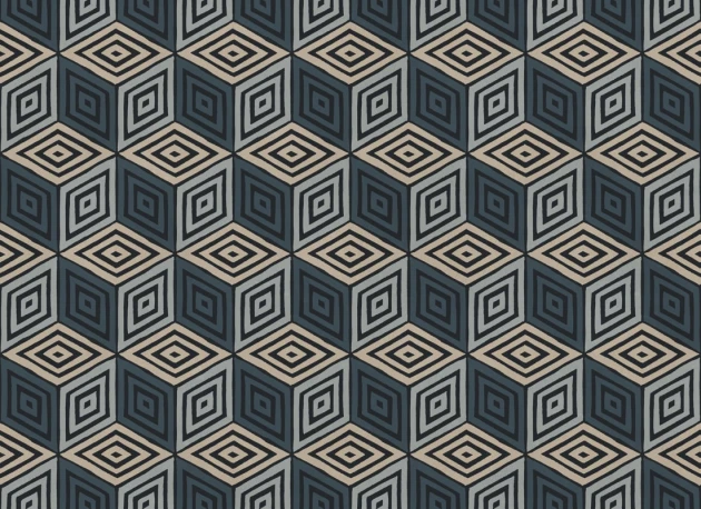 Sandberg S10805 Villa Como Chiara Dark Blue - mural geometryczny 3D retro