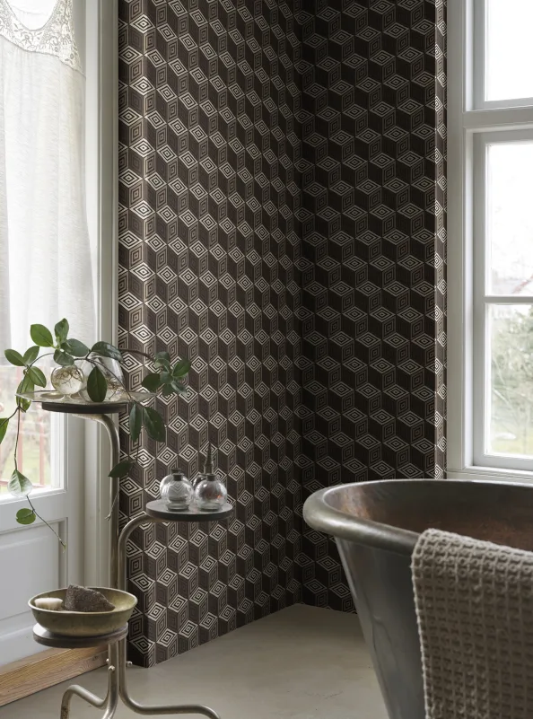 Sandberg S10806 Villa Como Chiara Brown - mural geometryczny 3D retro