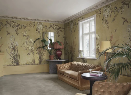Sandberg S10814 Villa Como Nicola Yellow - mural roślinny
