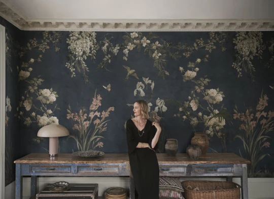 Sandberg S10816 Villa Como Nicola Classic Blue - mural roślinny