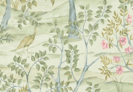 Cristiana Masi 8317 Blooming Garden Favola - tapeta w drzewa i czaple w stylu chinoiserie