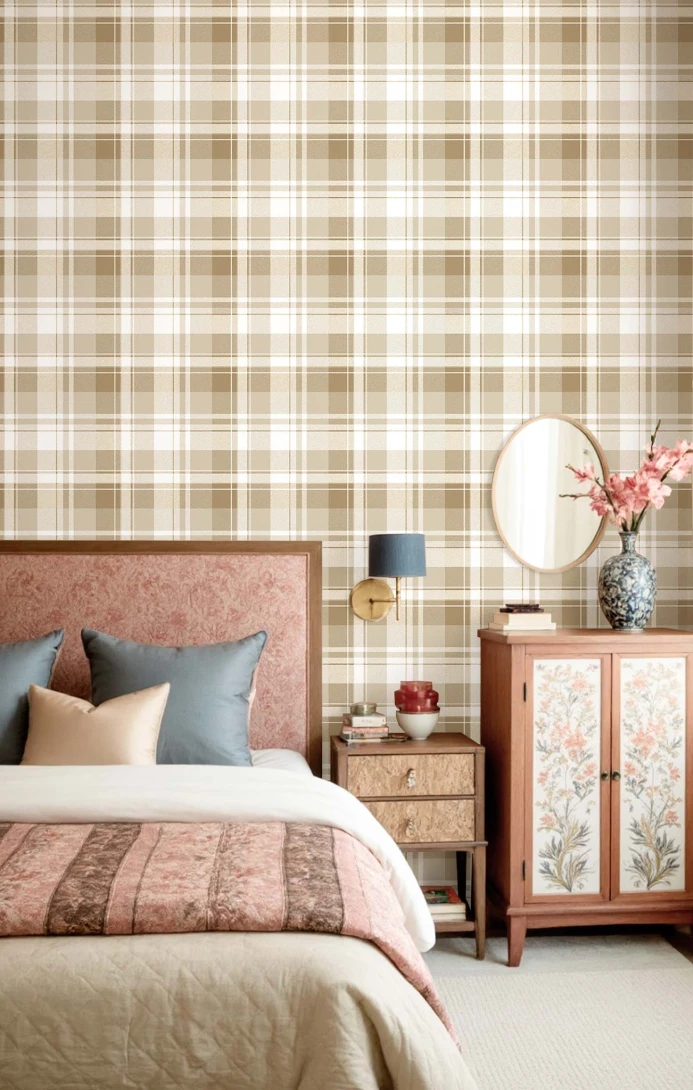Cristiana Masi 8387 Blooming Garden Tartan - tapeta w szkocką kratę