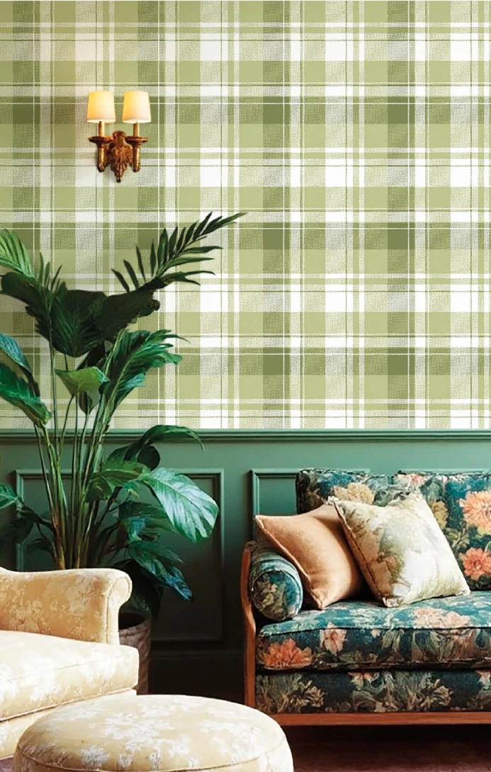 Cristiana Masi 8388 Blooming Garden Tartan - tapeta w szkocką kratę