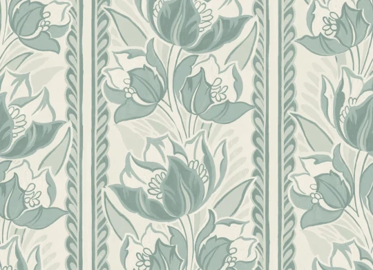 Rebel Walls R21692 Botanical Gardens Tulip Stripes Green - mural w pasy i tulipany