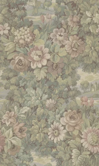 Rebel Walls R21645 Botanical Gardens Botanical Manor Soft - mural w kwiaty i dwór