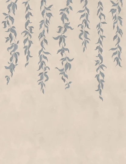 Rebel Walls R21657 Botanical Gardens Hanging Leaves Blue - mural w zwisające liście