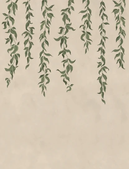 Rebel Walls R21658 Botanical Gardens Hanging Leaves Beige - mural w zwisające liście