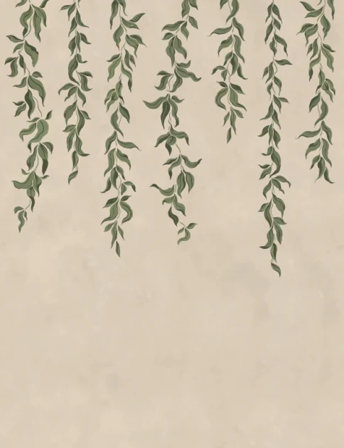 Rebel Walls R21658 Botanical Gardens Hanging Leaves Beige - mural w zwisające liście