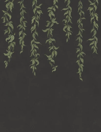 Rebel Walls R21660 Botanical Gardens Hanging Leaves Graphite - mural w zwisające liście