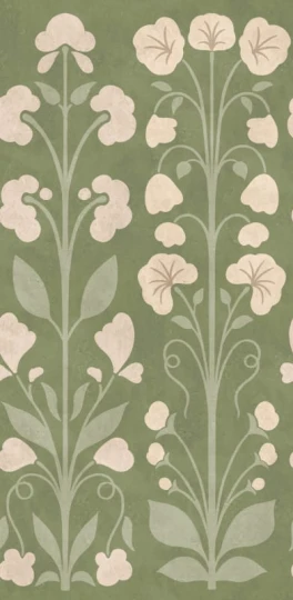 Rebel Walls R22079 Botanical Gardens Folk Flower Green - mural w stylizowane kwiaty