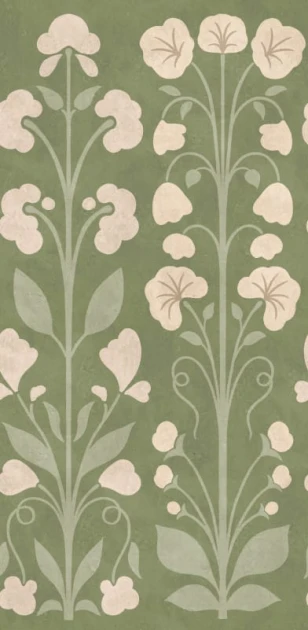 Rebel Walls R22079 Botanical Gardens Folk Flower Green - mural w stylizowane kwiaty