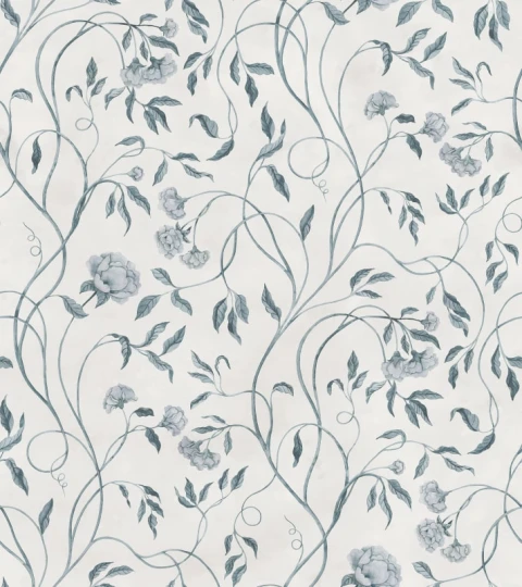 Rebel Walls R22063 Botanical Gardens Peony Bloom Blue - mural w pnącza i kwiaty