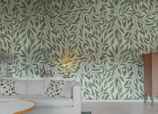 Rebel Walls R21688 Botanical Gardens Willow Green - mural w liście wierzby