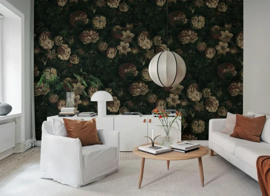 Rebel Walls R21670 Botanical Gardens Heritage Floral Dark - mural w kwiaty i liście