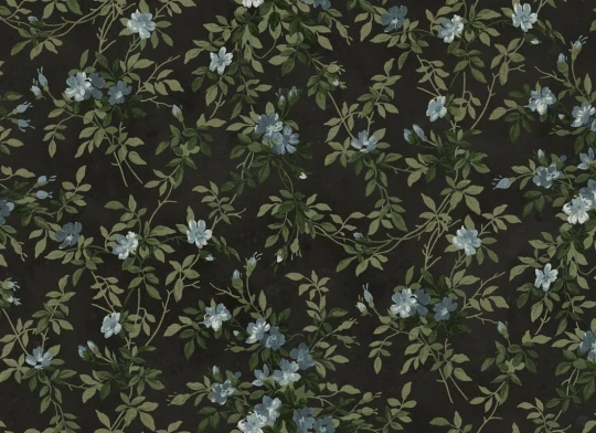Rebel Walls R21663 Botanical Gardens Wildflower Vista Black - mural w ornament kwiatowy