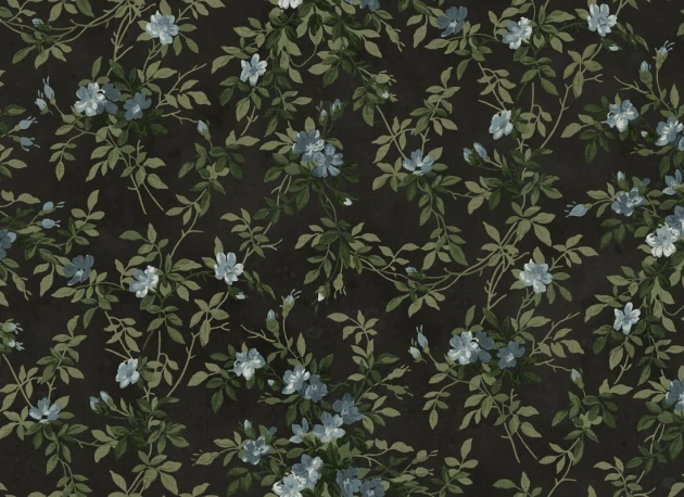 Rebel Walls R21663 Botanical Gardens Wildflower Vista Black - mural w ornament kwiatowy