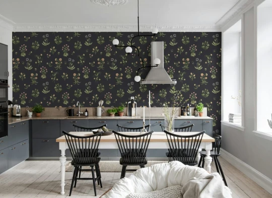 Rebel Walls R22055 Botanical Gardens Timeless Flora Dark Blue - mural botaniczny