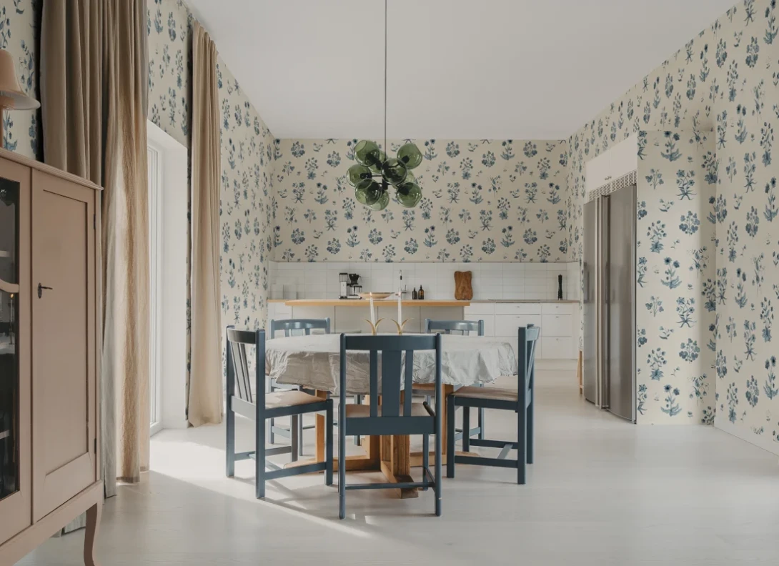 Rebel Walls R22057 Botanical Gardens Timeless Flora Blue - mural botaniczny