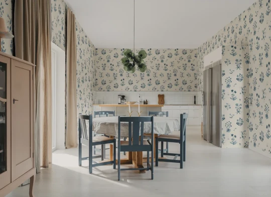 Rebel Walls R22057 Botanical Gardens Timeless Flora Blue - mural botaniczny