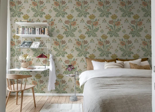 Rebel Walls R21681 Botanical Gardens Meadow Bouquet Beige - mural w bukiety