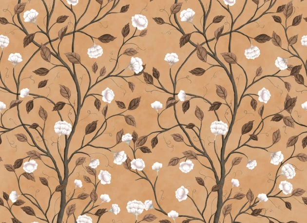 Rebel Walls R21654 Botanical Gardens Silent Bloom Peach - mural w pnącza i kwiaty