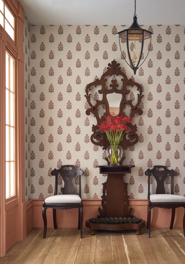 Thibaut T10520 Boxwood Audrey Grey - tapeta roślinna