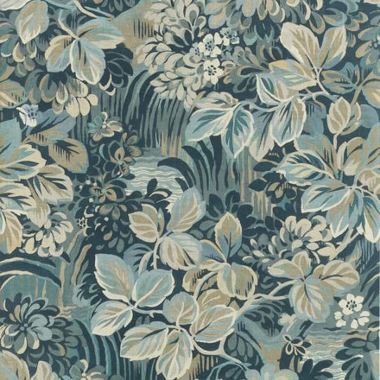 Thibaut T10533 Boxwood Night Garden Spa Blue - tapeta roślinna