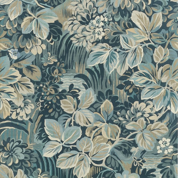 Thibaut T10533 Boxwood Night Garden Spa Blue - tapeta roślinna