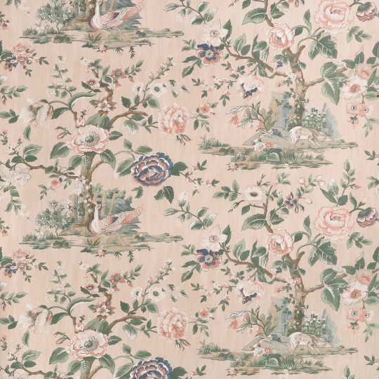 Thibaut TWW10539 Boxwood Forest Lodge Apricot - tapeta leśna